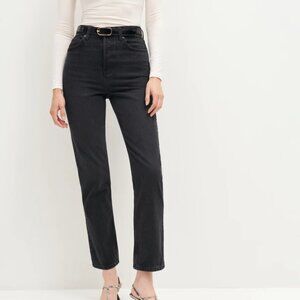 Reformation Cynthia High Rise Straight Jeans Size 26 Black Denim Button Fly